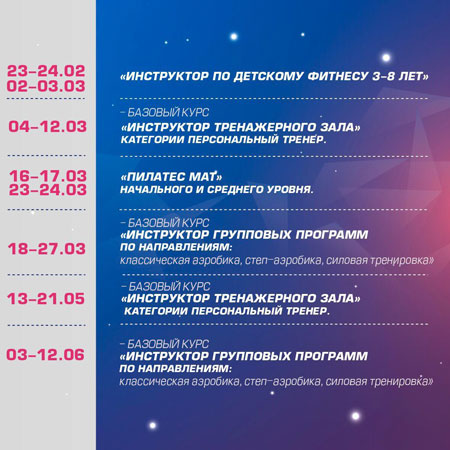 Фитнес обучение. План Семинаров.